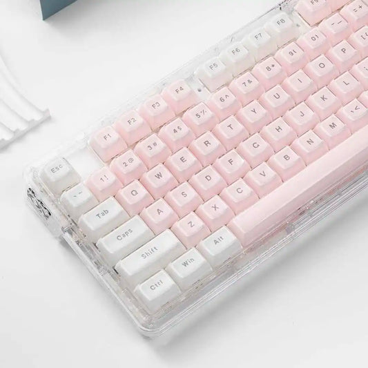 White Pink Jelly Pudding Crystal Transparent MDA Profile Keycap Acrylic Cute  136 key cap Gamer Mechanical Keyboard AJAZZ ak820