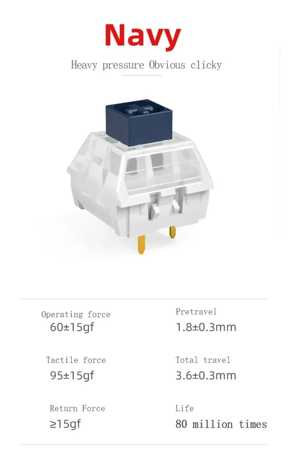 Kailh Box Jade/Navy Switch Clicky Tactile Switches for DIY Mechanical Keyboard SMD MX 3Pin Switches Customize Gamer PCB Mount