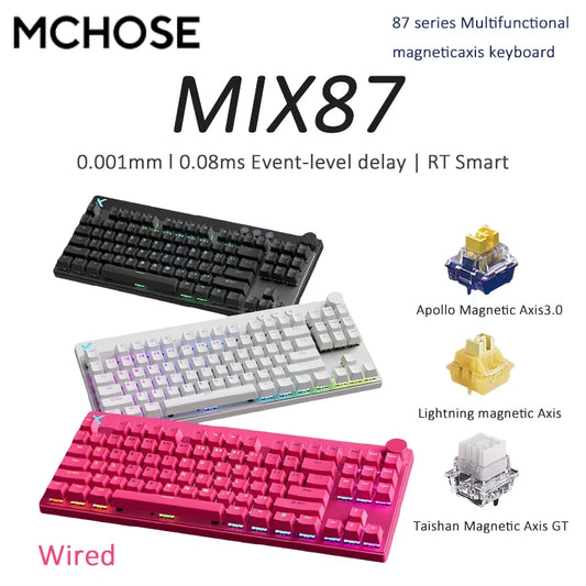 MCHOSE MIX87 Multifunctional magneticaxis keyboard 87series Wired  Full Key Hot Swap Light Apollo Axis Esports Customized Gaming
