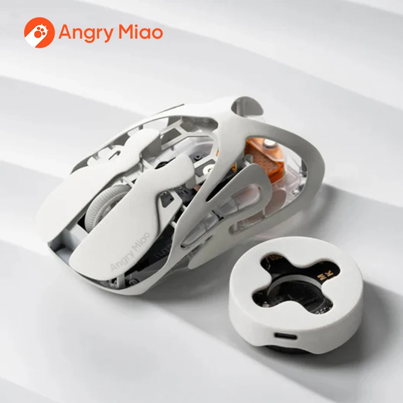 Angry Miao Infinity Gaming Wireless Mouse Hot-Swappable Metal Ultralight Hollow PAW3950 Dual 8K Wired Tri-Mode